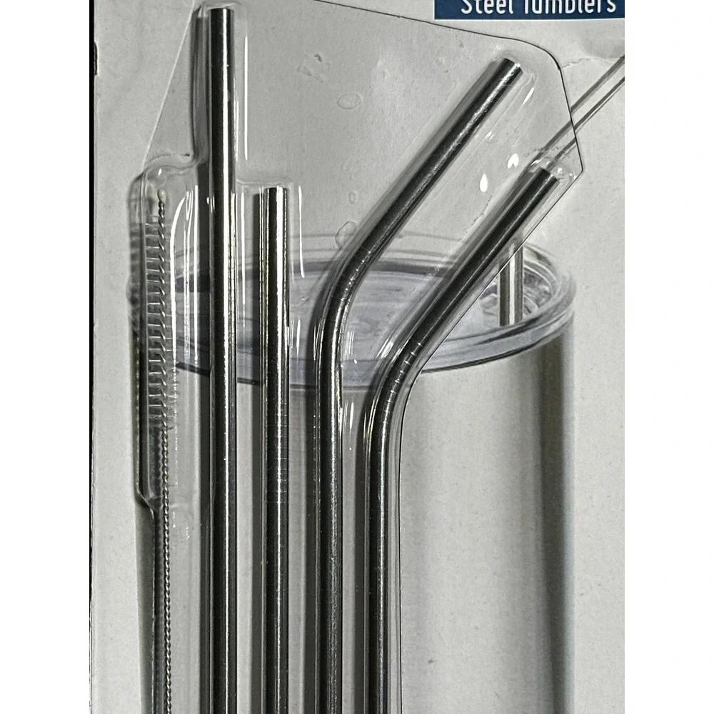 4‎ Pack Stainless Steel Straws Reusable Drinking Straws With Cleaner